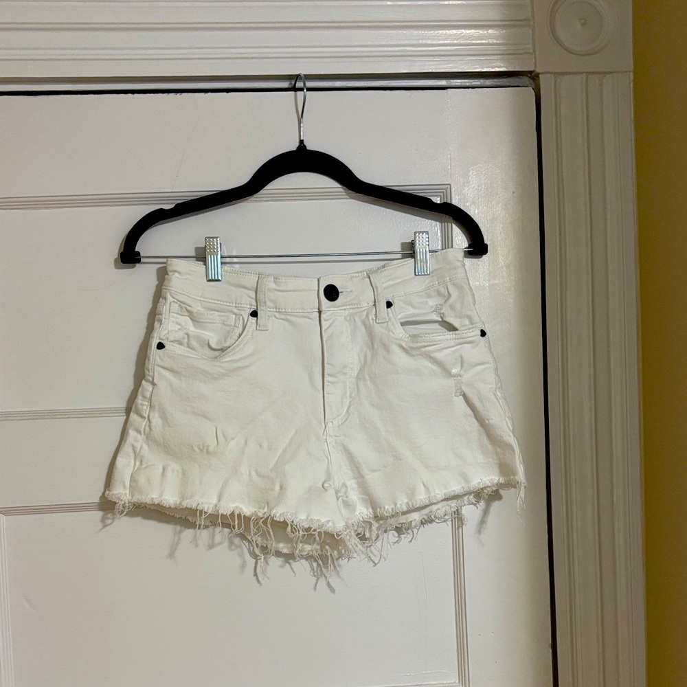 Kut from the Kloth Cutie White Frayed Jean Shorts